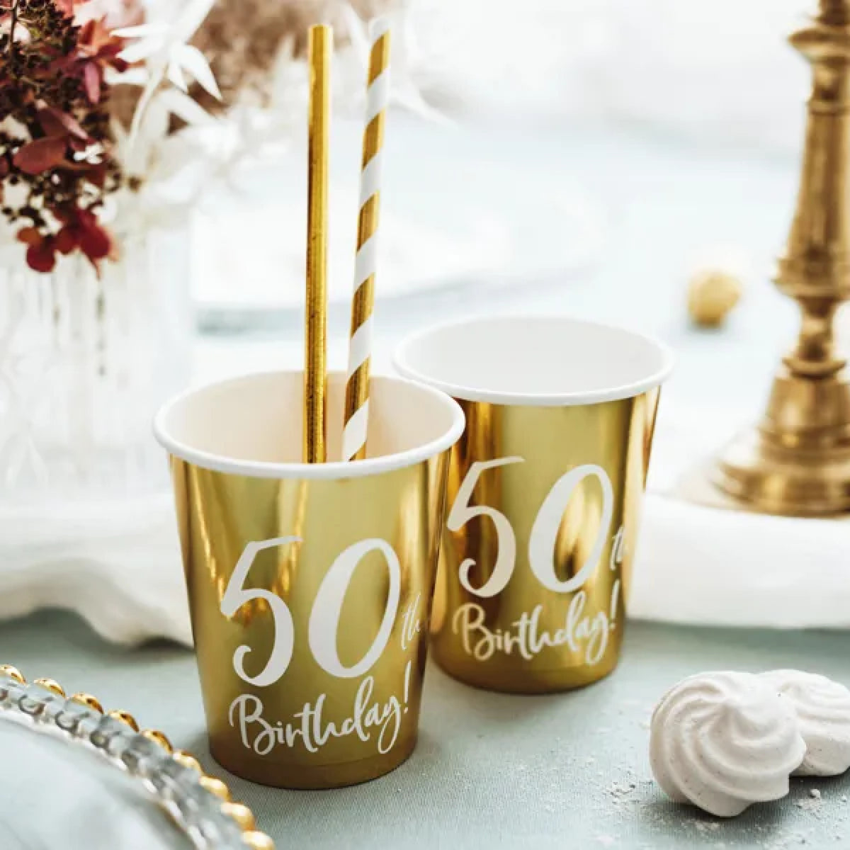 Papkrus 50th Birthday Guld – 220 ml – 6 stk.