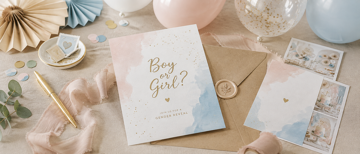 Invitation til Gender Reveal - samt færdige tekster