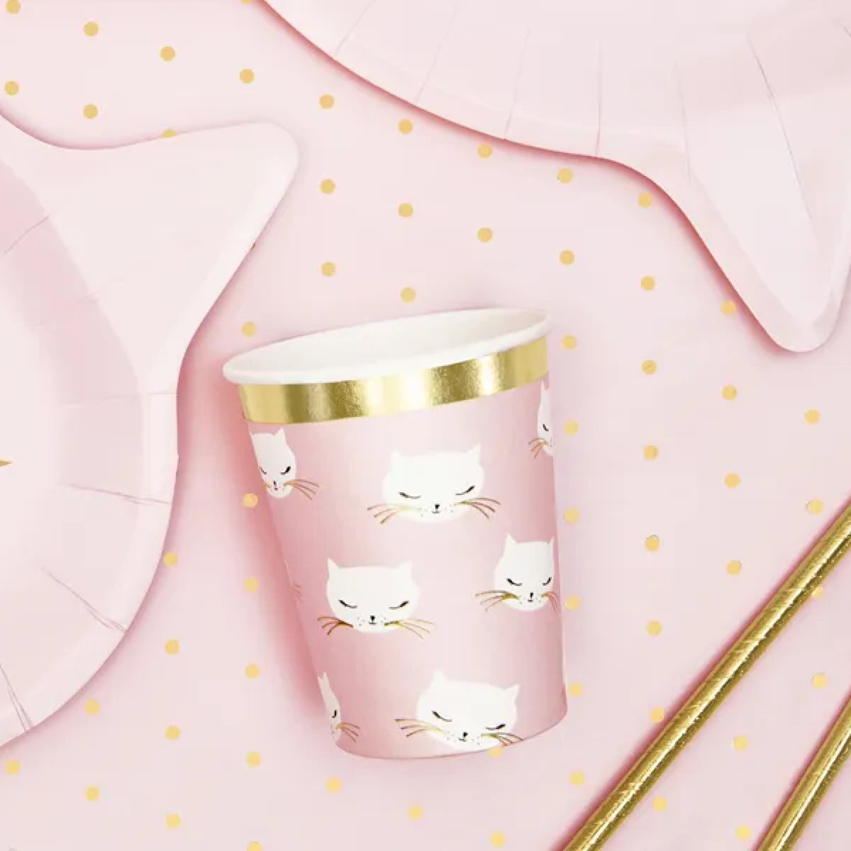 Papkrus med Kattemotiv Lyserød – 200 ml – 6 stk.