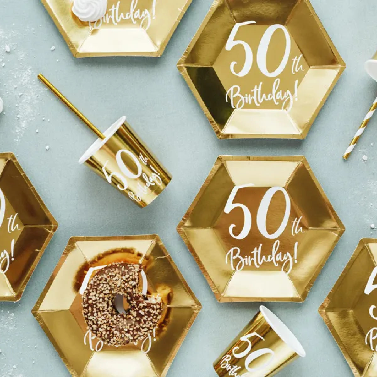 Papkrus 50th Birthday Guld – 220 ml – 6 stk.