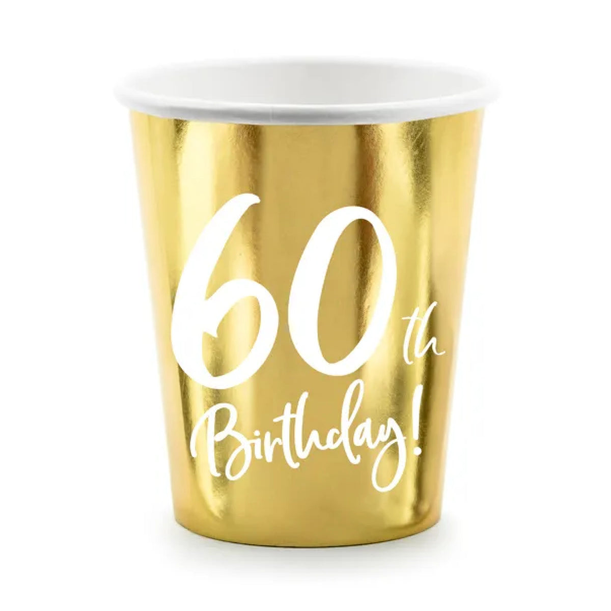 Papkrus 60th Birthday Guld – 220 ml – 6 stk.
